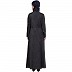 Front open denim abaya with front pocket-Black